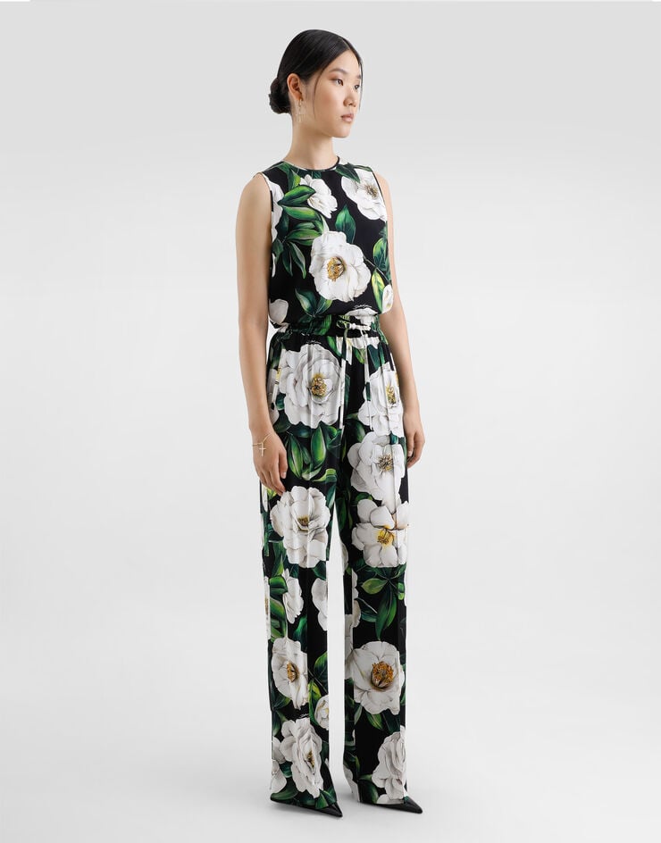 Dolce & Gabbana Top Sin Mangas De Charmeuse Con Estampado De Gardenias