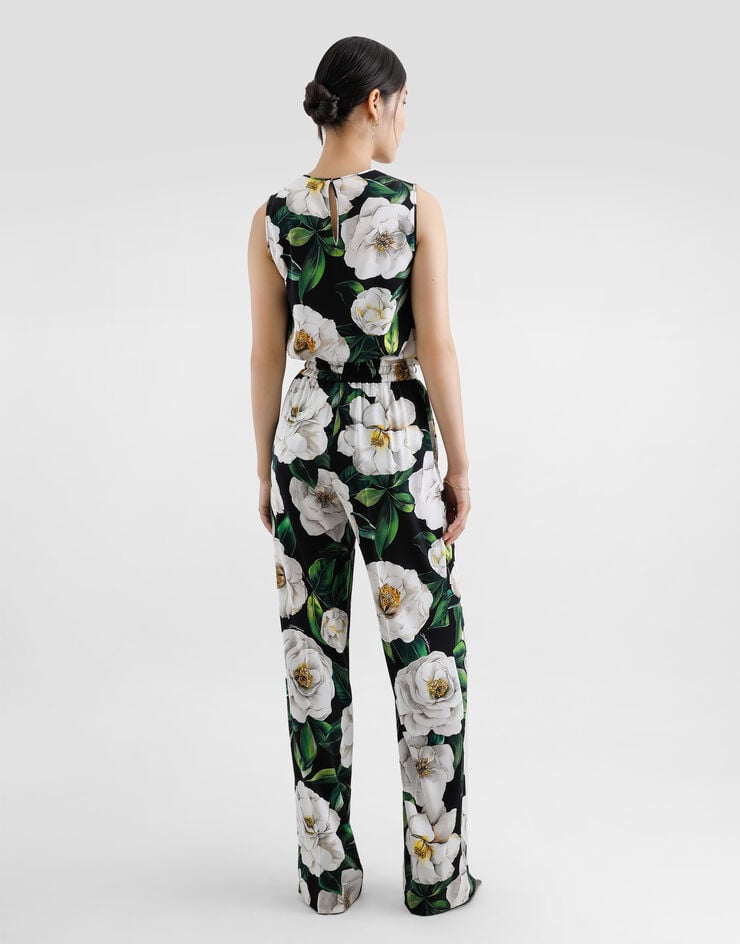 Dolce & Gabbana Top Sin Mangas De Charmeuse Con Estampado De Gardenias