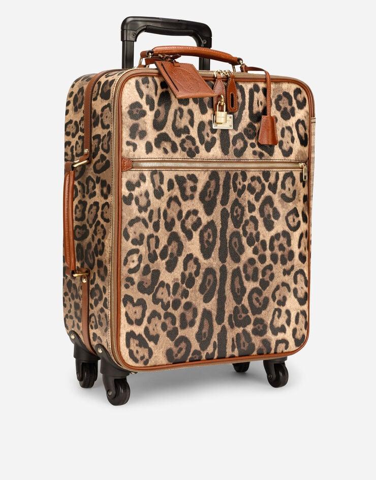 Dolce & Gabbana Trolley Mediano En Crespo Estampado Leopardo Con Placa Con Logotipo