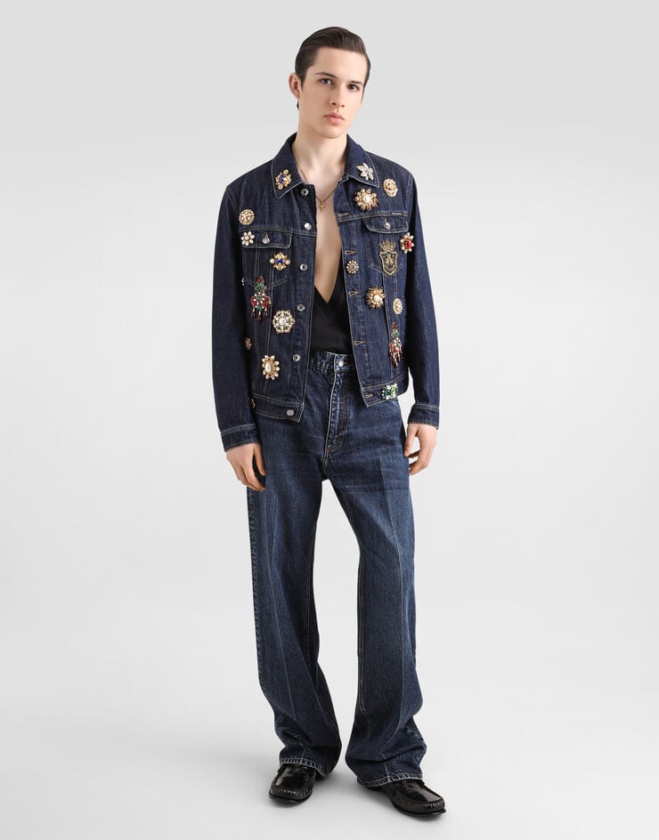 Dolce & Gabbana Vaqueros Amplios De Algodón Con Logotipo Bordado