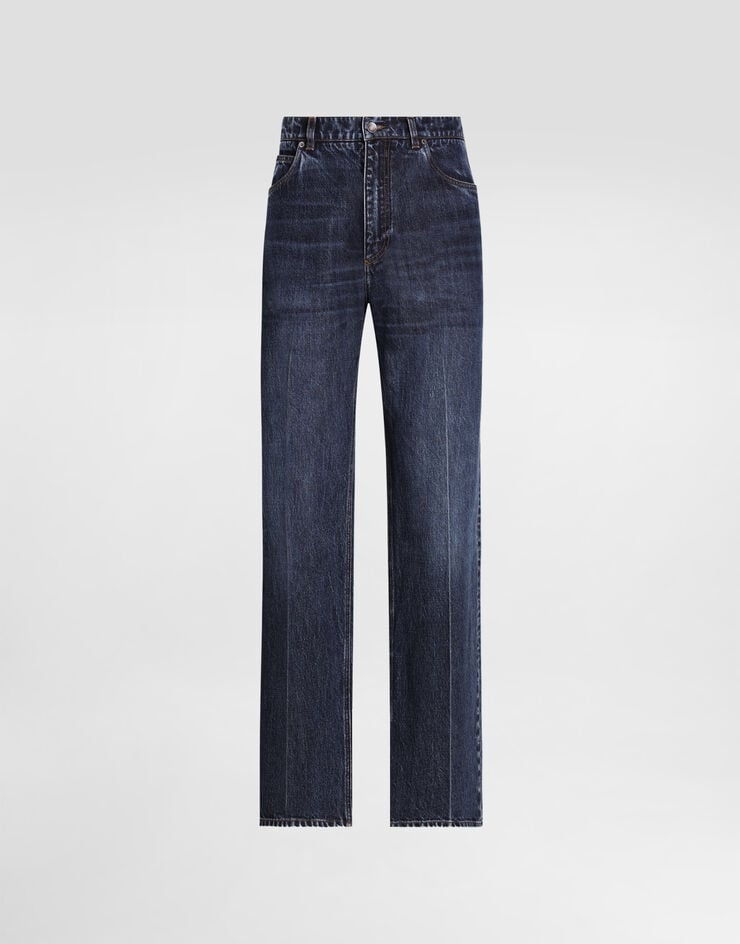 Dolce & Gabbana Vaqueros amplios de algodón con logotipo bordado