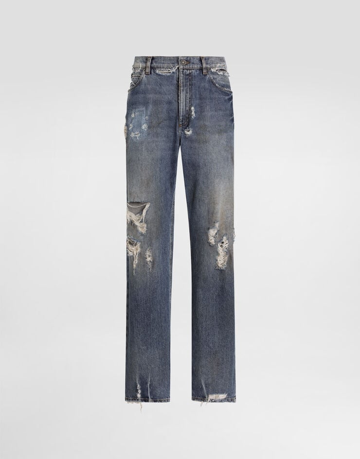 Dolce & Gabbana Vaqueros amplios de algodón con placa