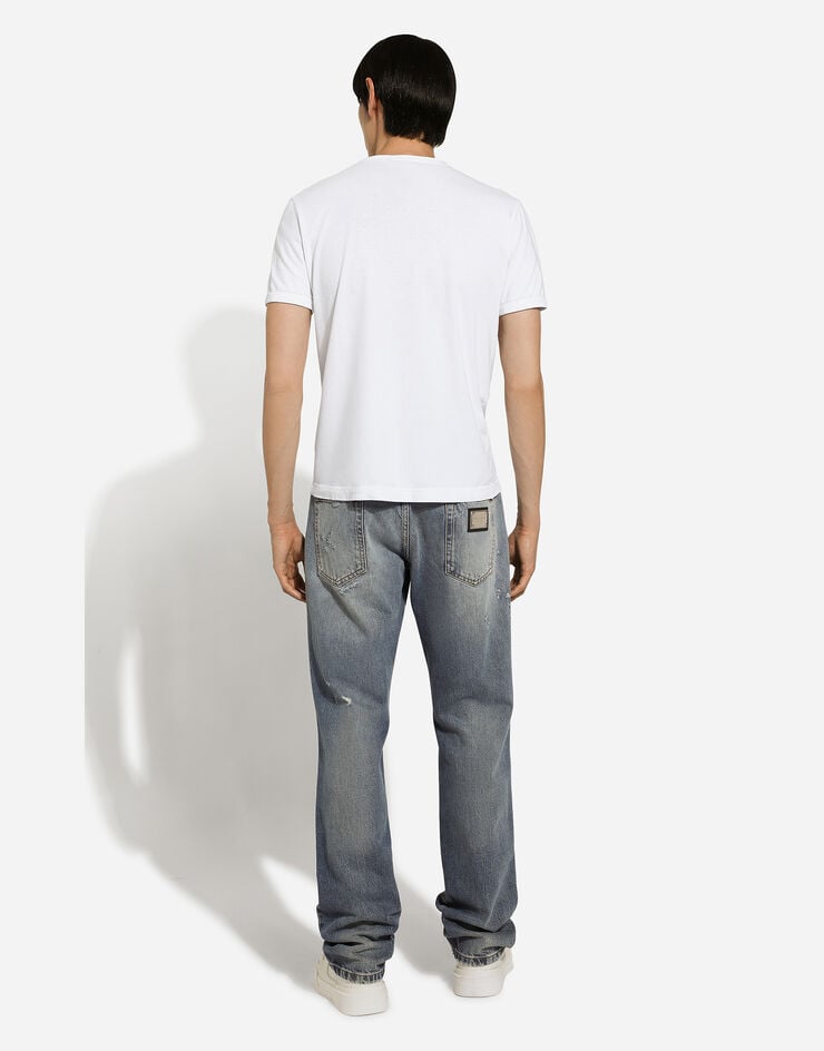 Dolce & Gabbana Vaqueros Classic De Denim Azul Con Abrasiones