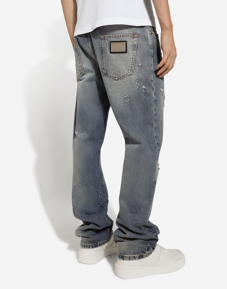 Dolce & Gabbana Vaqueros Classic De Denim Azul Con Abrasiones
