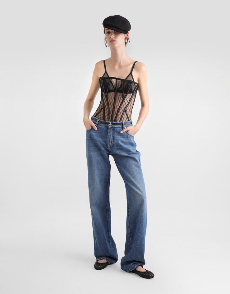 Dolce & Gabbana Vaqueros Loose De Denim Con Raya Planchada