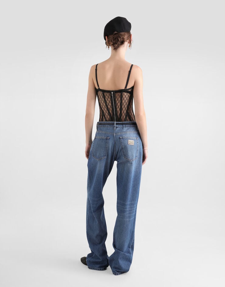 Dolce & Gabbana Vaqueros Loose De Denim Con Raya Planchada