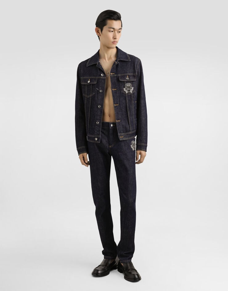 Dolce & Gabbana Vaqueros Skinny De Algodón Elástico Con Parche