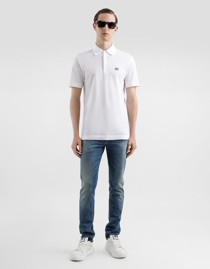 Dolce & Gabbana Vaqueros Skinny De Algodón Elástico Con Placa