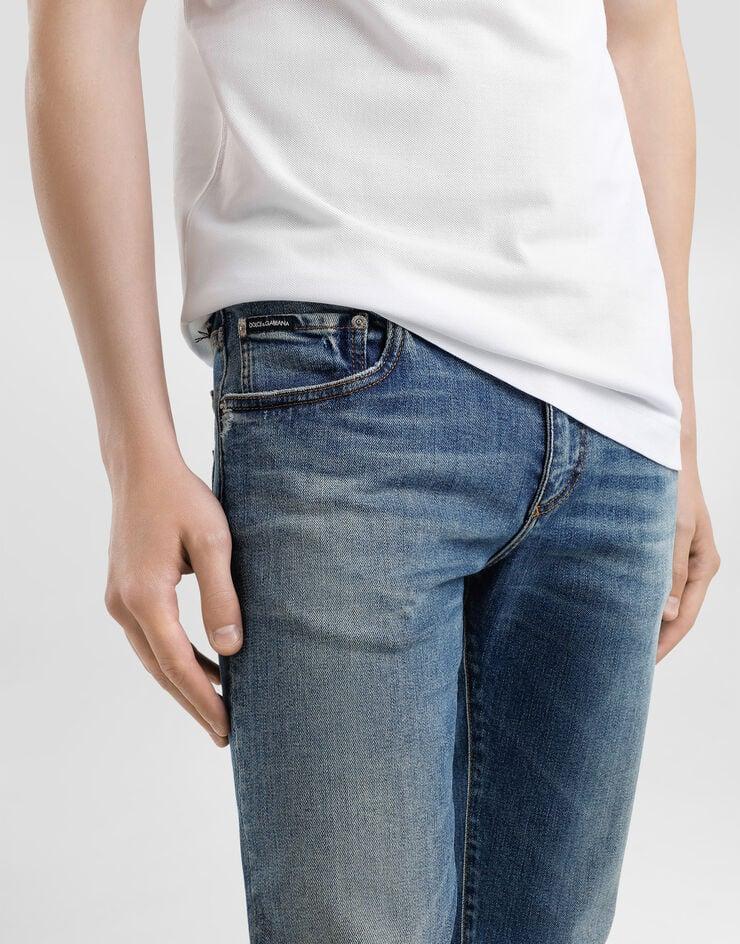 Dolce & Gabbana Vaqueros Skinny De Algodón Elástico Con Placa