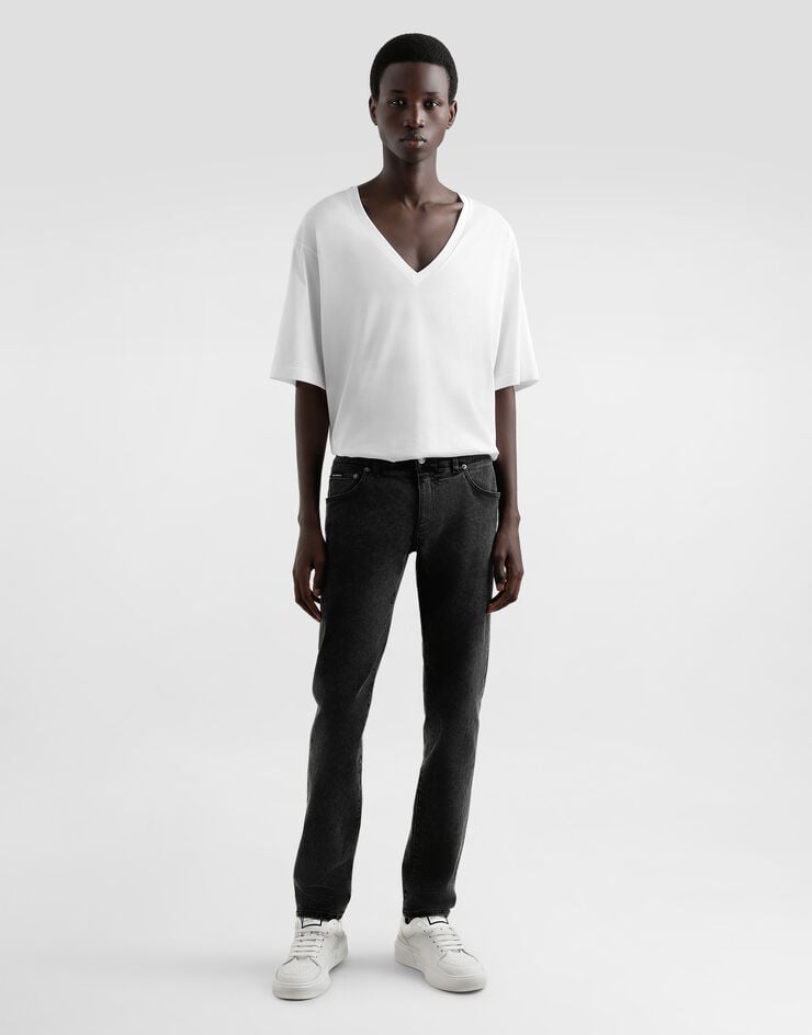 Dolce & Gabbana Vaqueros Skinny De Algodón Elástico Con Placa