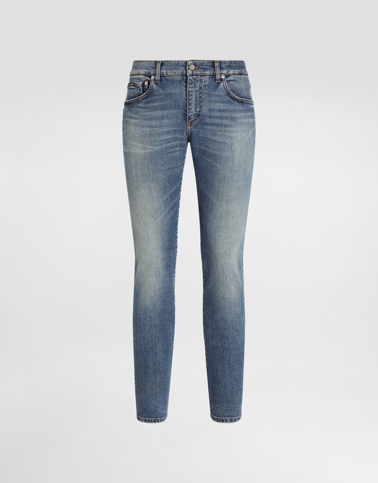 Dolce & Gabbana Vaqueros Skinny De Algodón Elástico Con Placa