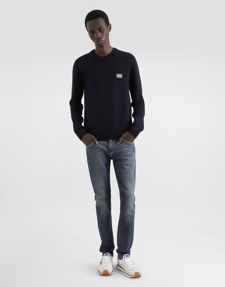 Dolce & Gabbana Vaqueros Skinny Elásticos Azul Claro Lavado