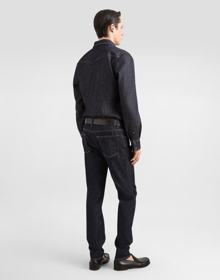 Dolce & Gabbana Vaqueros Slim De Algodón Elástico Con Parche