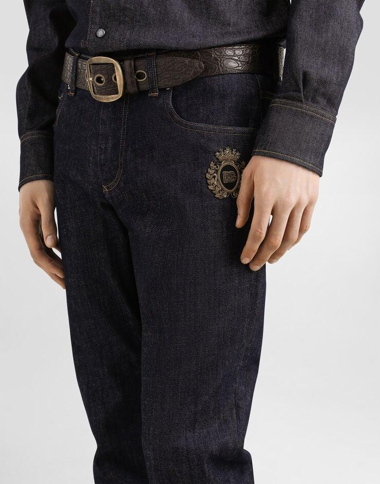 Dolce & Gabbana Vaqueros Slim De Algodón Elástico Con Parche