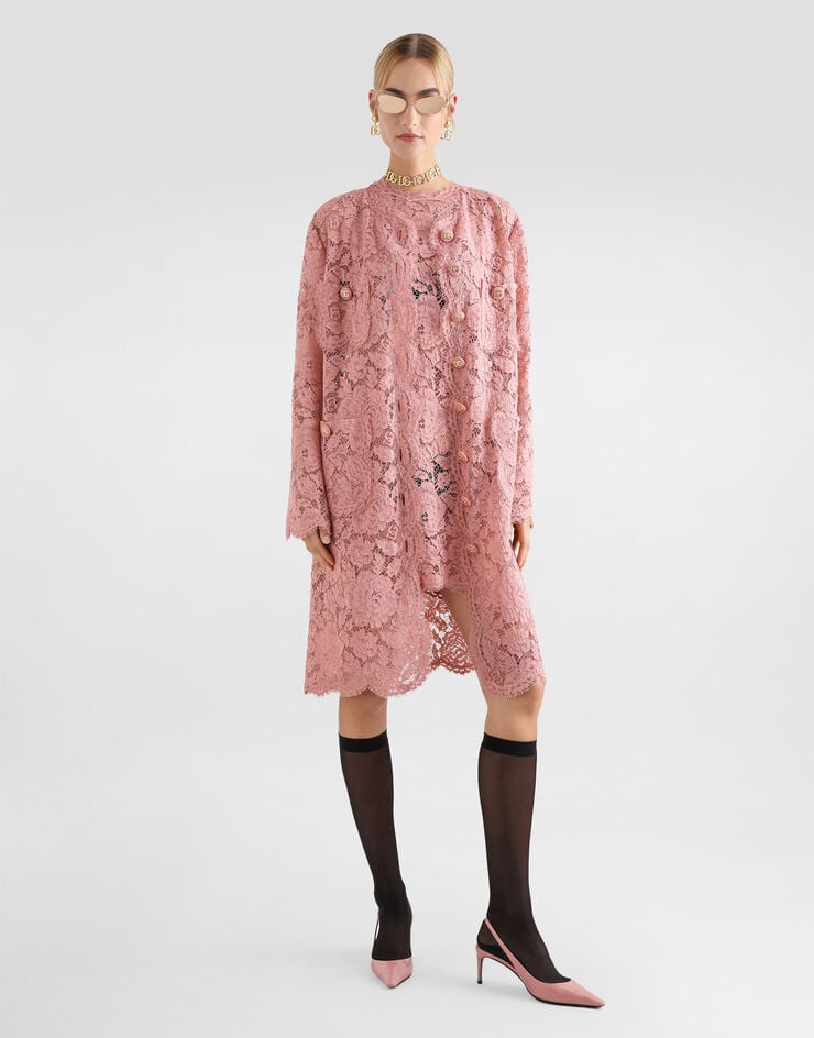 Dolce & Gabbana Vestido Acampanado Sin Mangas De Encaje Floral Con Logotipo DG