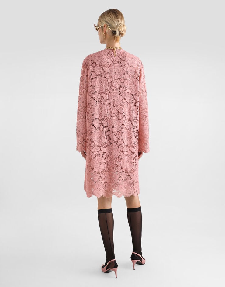 Dolce & Gabbana Vestido Acampanado Sin Mangas De Encaje Floral Con Logotipo DG