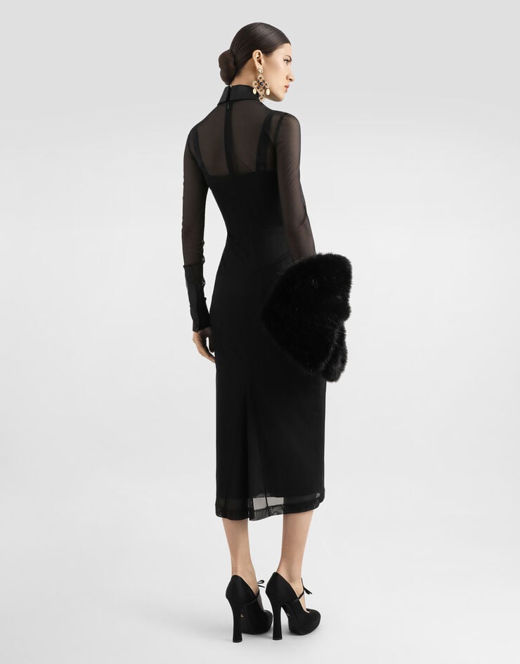 Dolce & Gabbana Vestido Camisero De Tul Con Detalles De Raso