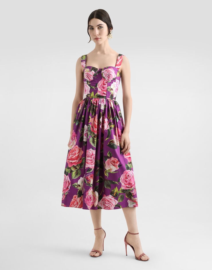 Dolce & Gabbana Vestido Corsetero Con Estampado De Rosas