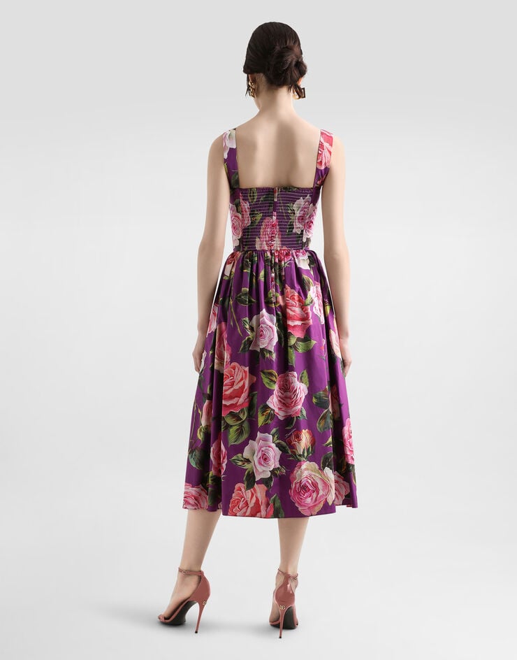 Dolce & Gabbana Vestido Corsetero Con Estampado De Rosas