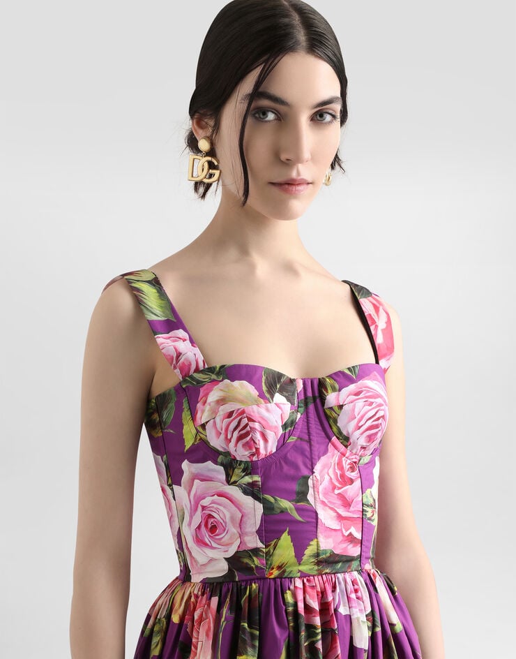 Dolce & Gabbana Vestido Corsetero Con Estampado De Rosas