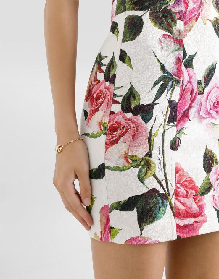Dolce & Gabbana Vestido Corsetero De Algodón Jacquard Con Estampado De Rosas