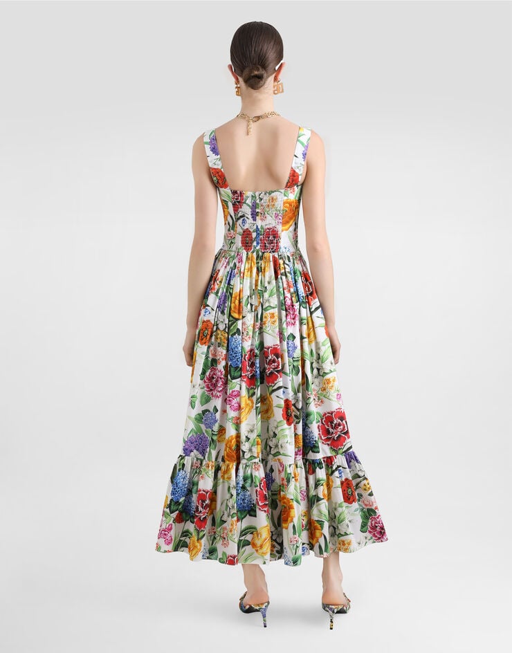 Dolce & Gabbana Vestido Corsetero Largo Con Estampado De Flores