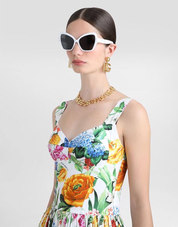 Dolce & Gabbana Vestido Corsetero Largo Con Estampado De Flores