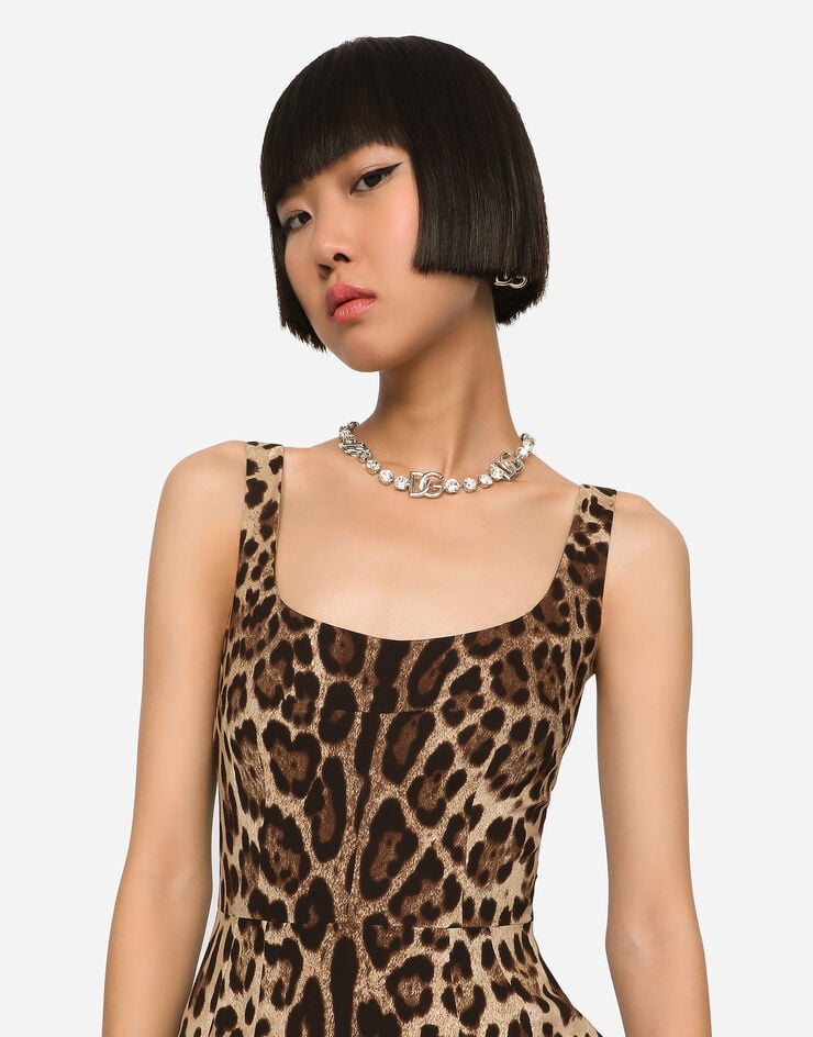 Dolce & Gabbana Vestido Corto De Charmeuse Con Estampado De Leopardo