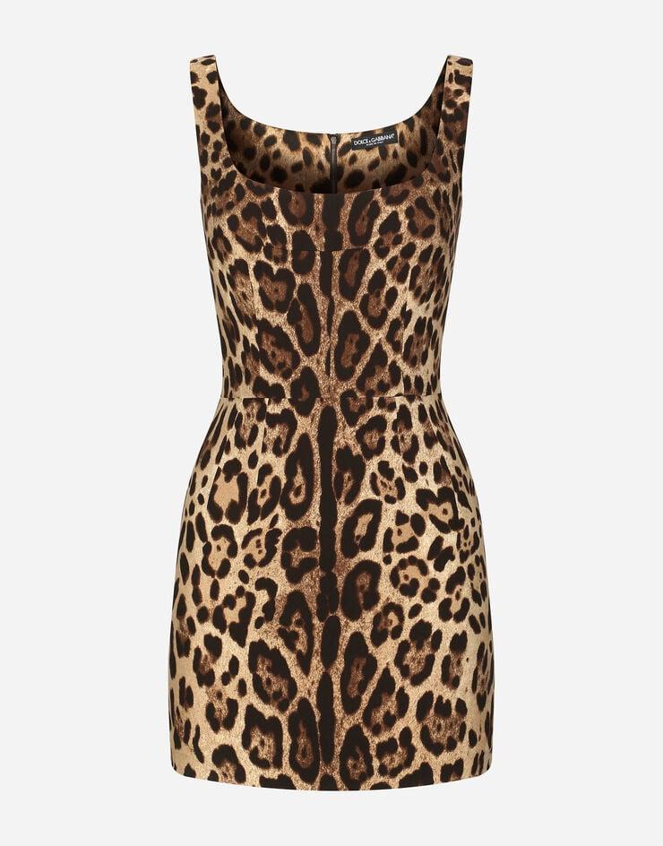 Dolce & Gabbana Vestido Corto De Charmeuse Con Estampado De Leopardo