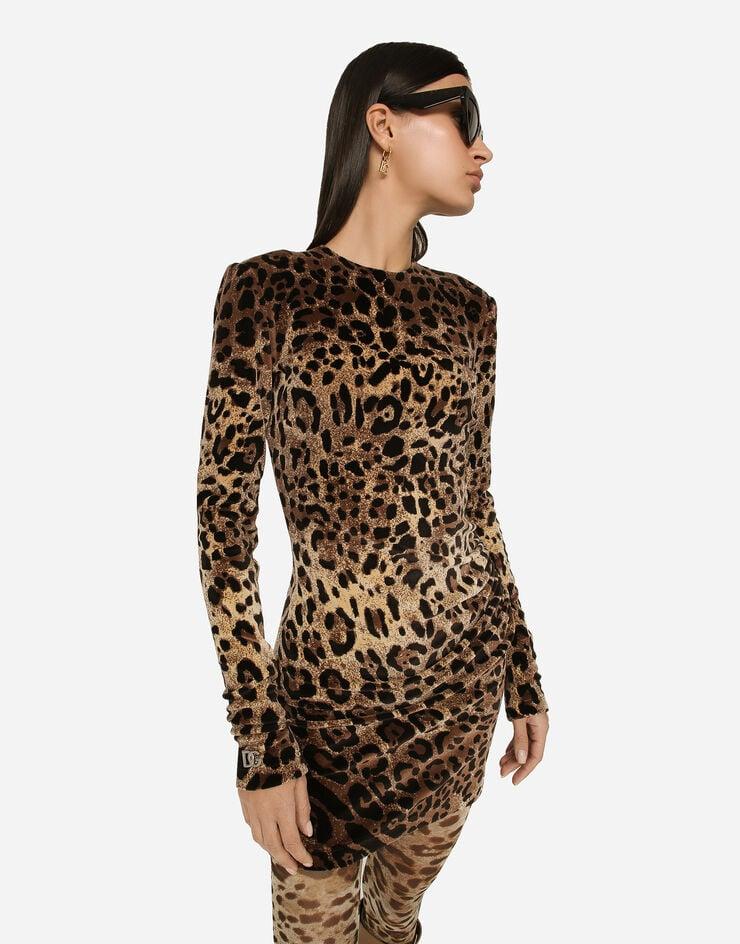 Dolce & Gabbana Vestido Corto De Chenilla En Jacquard Con Logotipo DG