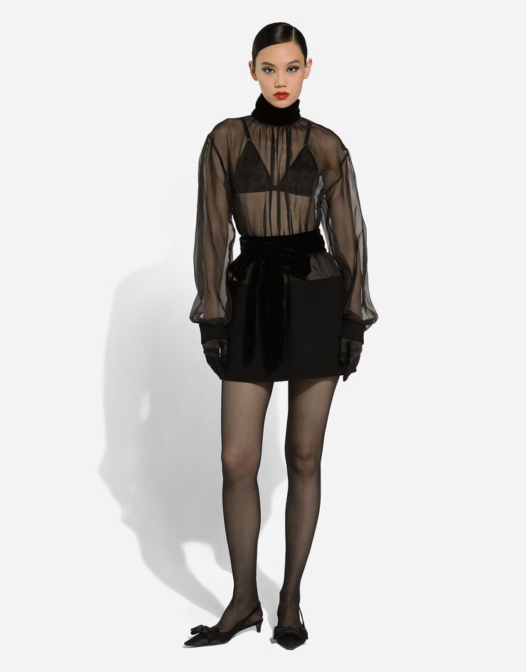 Dolce & Gabbana Vestido Corto De Organza Y Crepé De Lana