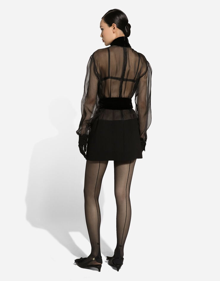 Dolce & Gabbana Vestido Corto De Organza Y Crepé De Lana