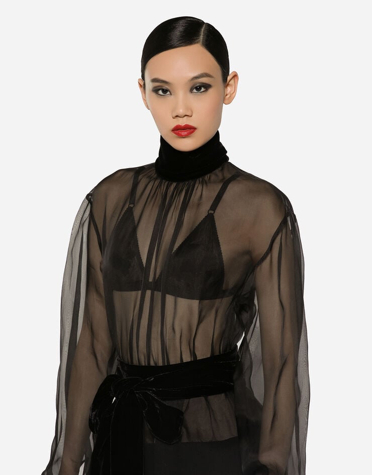 Dolce & Gabbana Vestido Corto De Organza Y Crepé De Lana