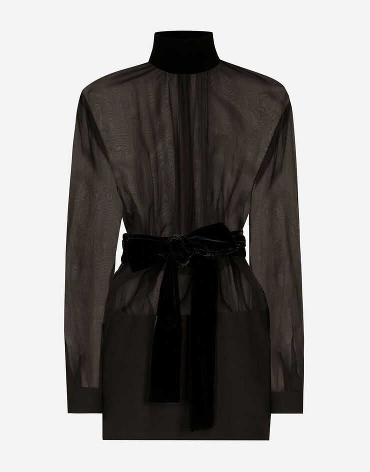 Dolce & Gabbana Vestido corto de organza y crepé de lana