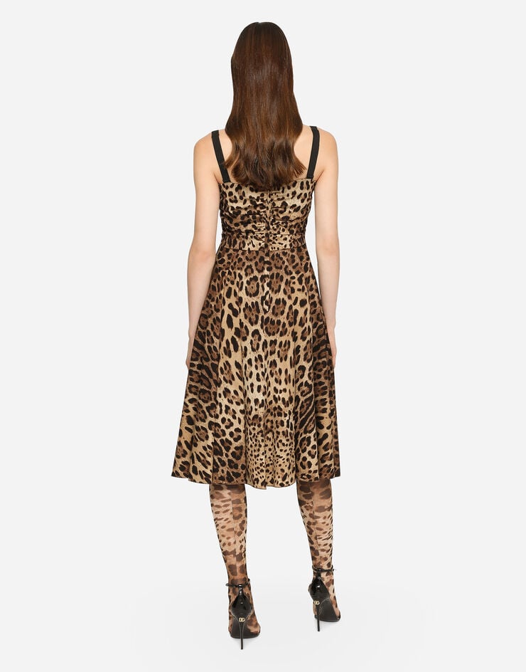Dolce & Gabbana Vestido Cruzado De Cady Con Estampado De Leopardo