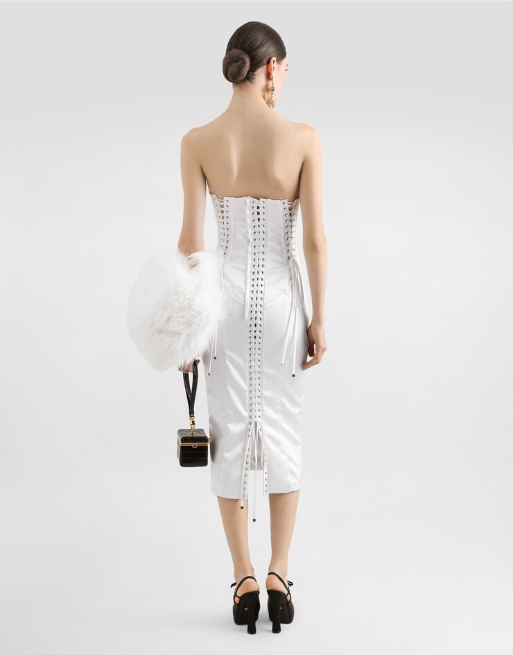 Dolce & Gabbana Vestido De Raso Sin Tirantes Con Detalles Bustier