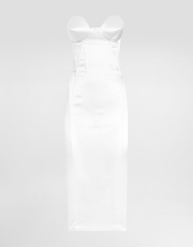 Dolce & Gabbana Vestido de raso sin tirantes con detalles bustier