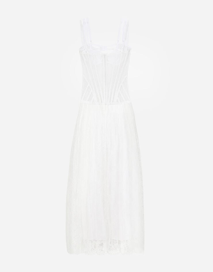 Dolce & Gabbana Vestido Largo De Encaje Con Detalles Estilo Corsé