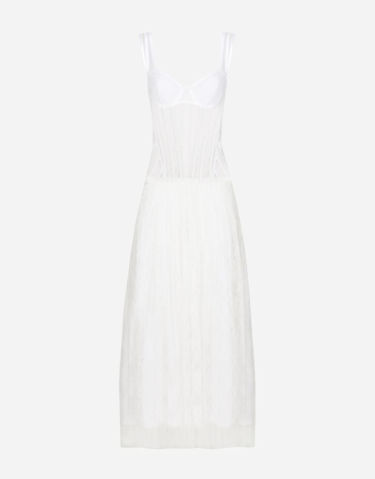Dolce & Gabbana Vestido largo de encaje con detalles estilo corsé