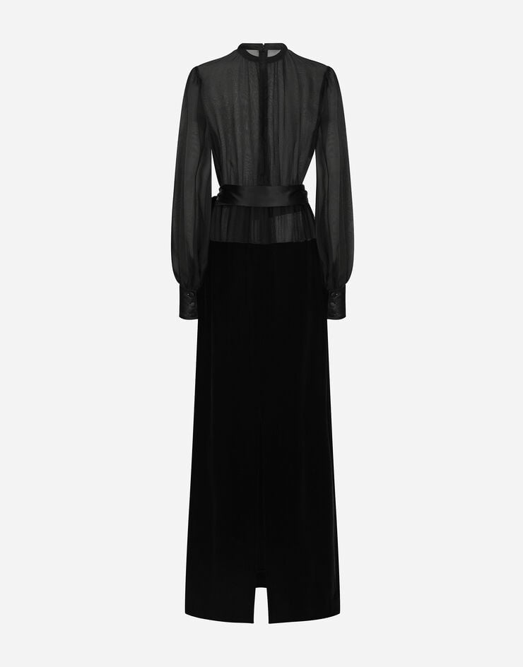 Dolce & Gabbana Vestido Largo De Organza Y Terciopelo