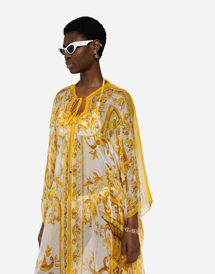 Dolce & Gabbana Vestido Largo En Chifón De Seda Con Estampado Maiolica