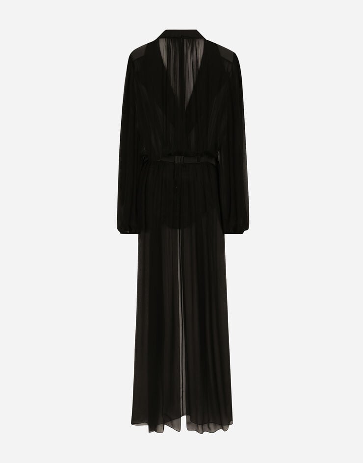 Dolce & Gabbana Vestido Largo Estilo Esmoquin En Chifón De Seda