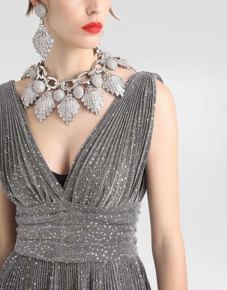 Dolce & Gabbana Vestido Largo Plisado De Microlentejuelas