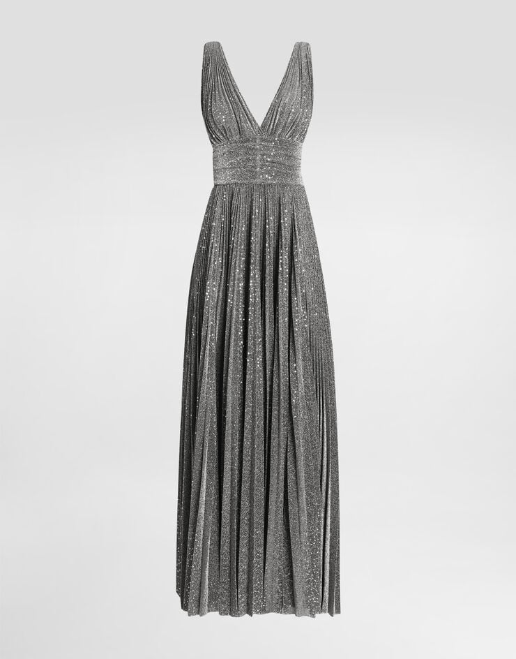 Dolce & Gabbana Vestido largo plisado de microlentejuelas