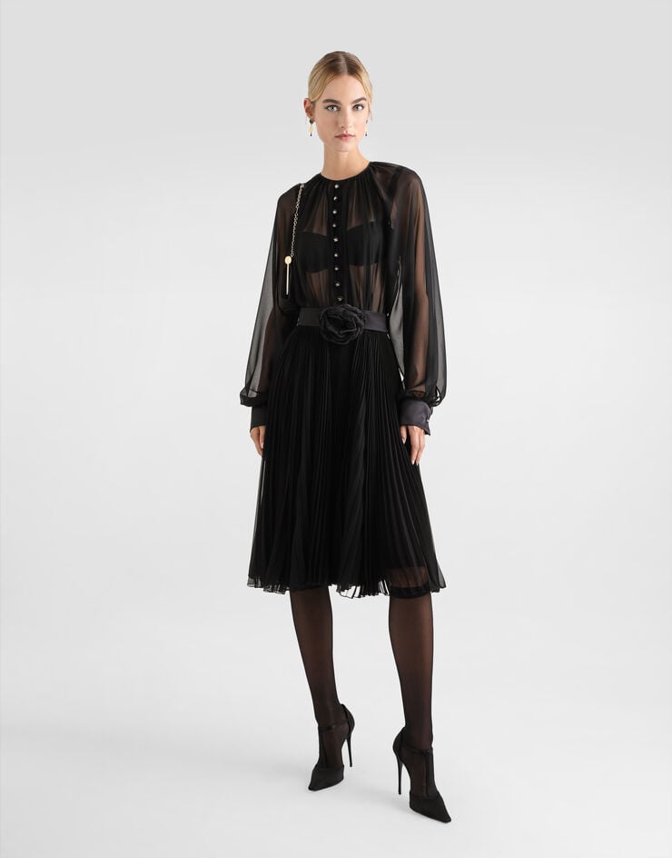 Dolce & Gabbana Vestido Longuette Babydoll Con Falda Plisada