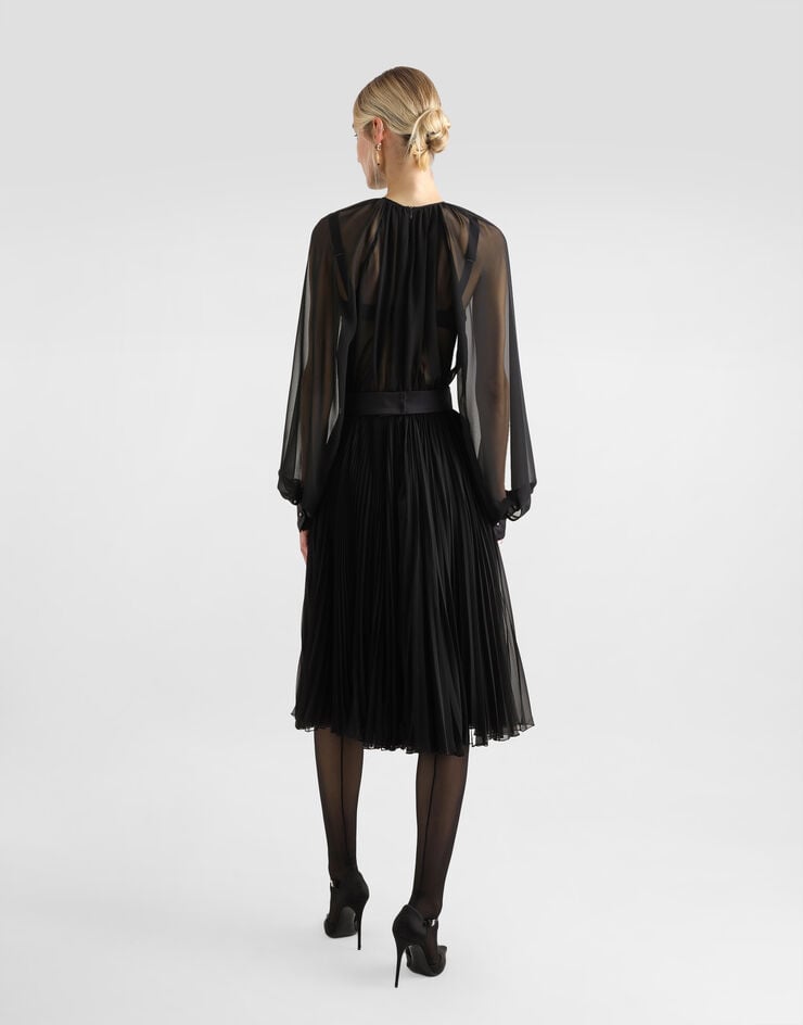 Dolce & Gabbana Vestido Longuette Babydoll Con Falda Plisada