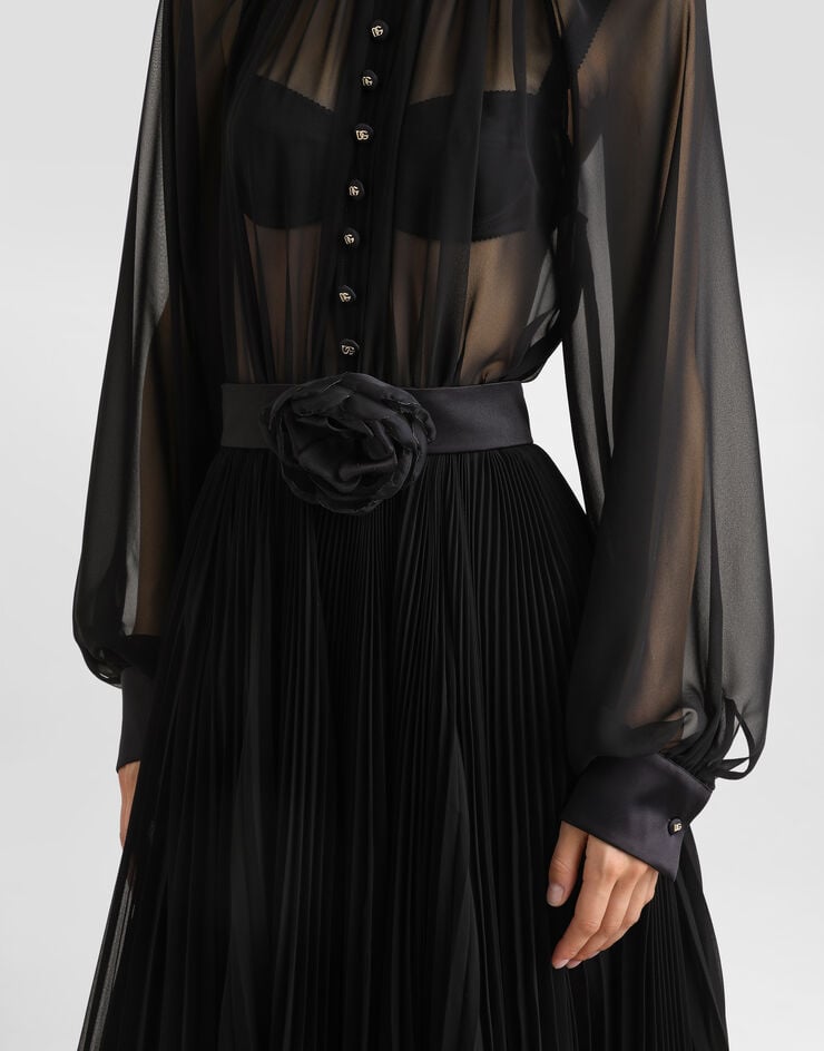 Dolce & Gabbana Vestido Longuette Babydoll Con Falda Plisada