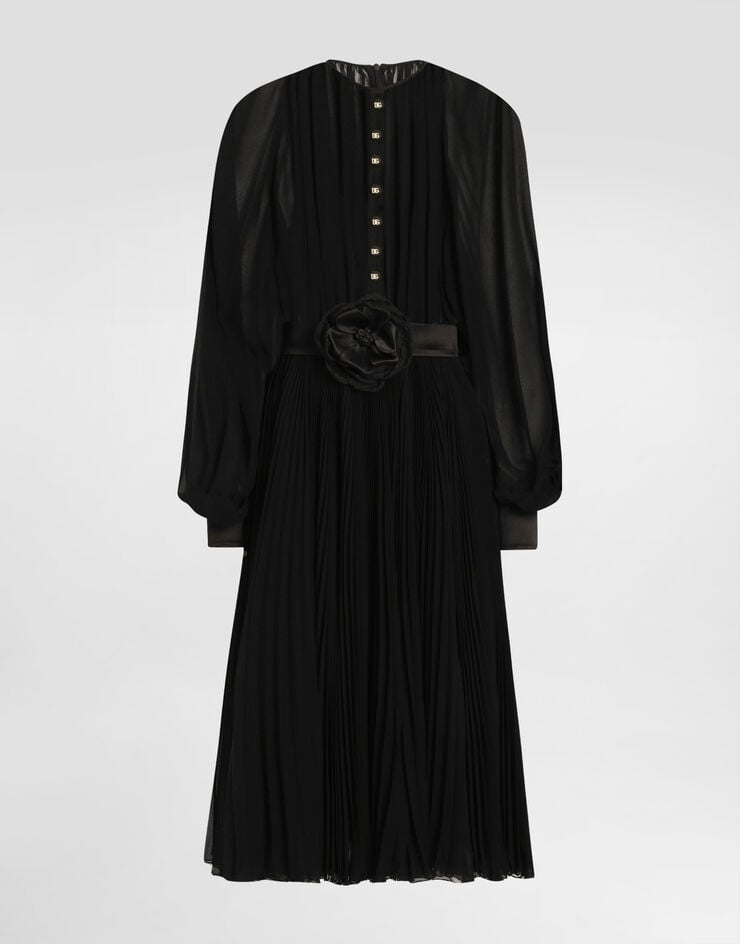 Dolce & Gabbana Vestido longuette babydoll con falda plisada