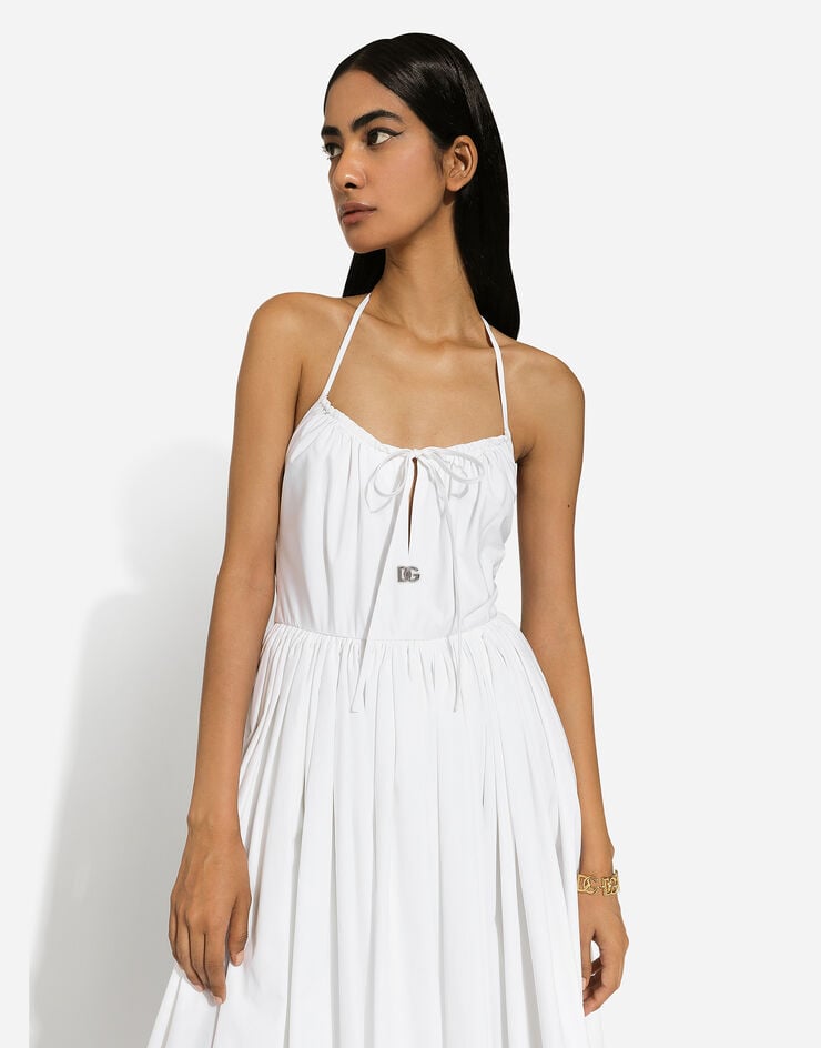 Dolce & Gabbana Vestido Longuette Con Falda Plato De Algodón