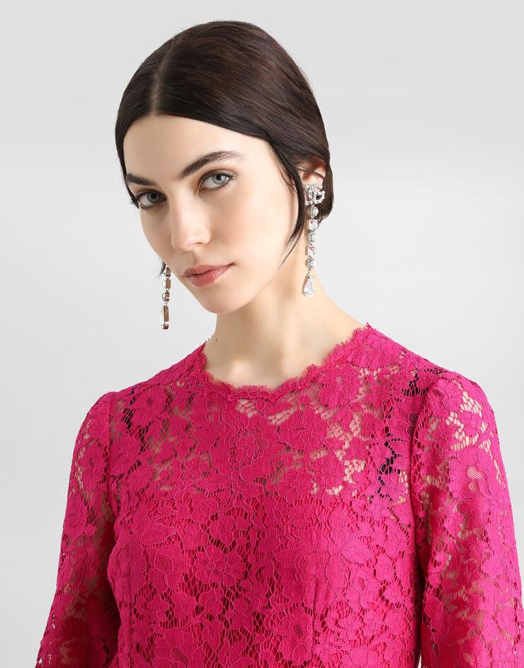 Dolce & Gabbana Vestido Longuette Con Falda Plato De Encaje Cordonetto